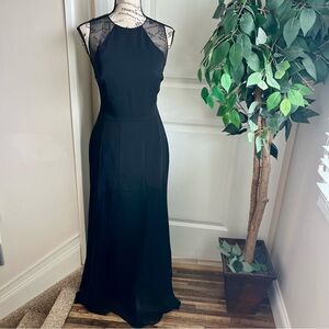 Nicole Bakti Y2K Mesh Panel Sleeveless Evening Gown Black Sz 6